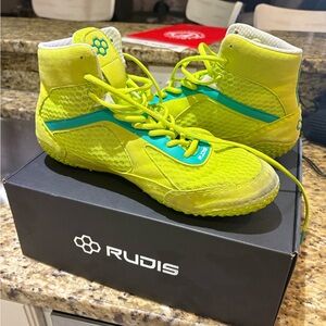 Rudis Kids High-Top Sneakers - Neon Yellow and Teal